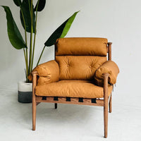 Brown Leather Accent Chair for Vintage Living Room – Otis Armchair