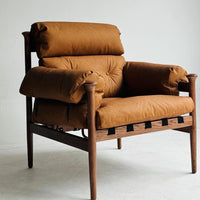 Brown Leather Accent Chair for Vintage Living Room – Otis Armchair