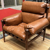 Brown Leather Accent Chair for Vintage Living Room – Otis Armchair