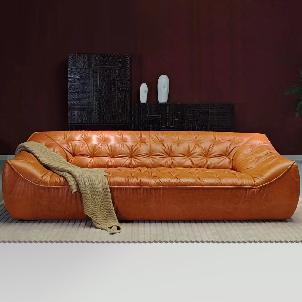 Tufted Leather Sleeper Sofa image 1
