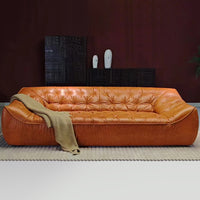 Tufted Leather Sleeper Sofa image 1
