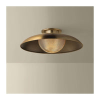 Patina Brass Prismatic Glass Semi Flush Ceiling Light