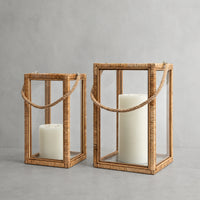 Rattan & Glass Lantern