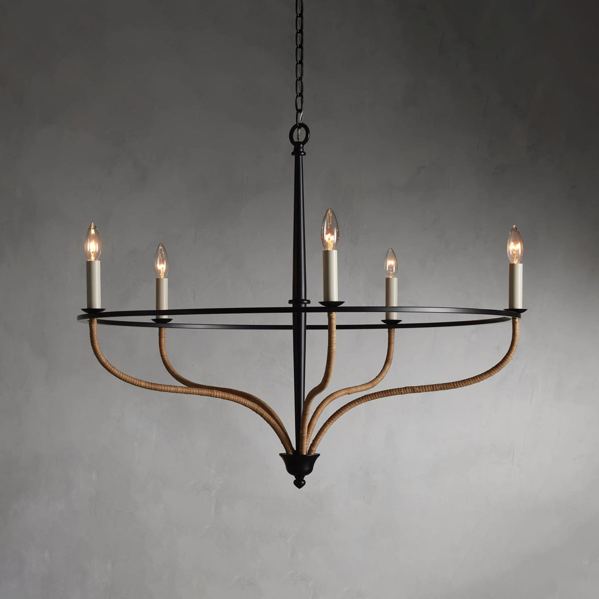 Rosalind Rattan Chandelier in Black