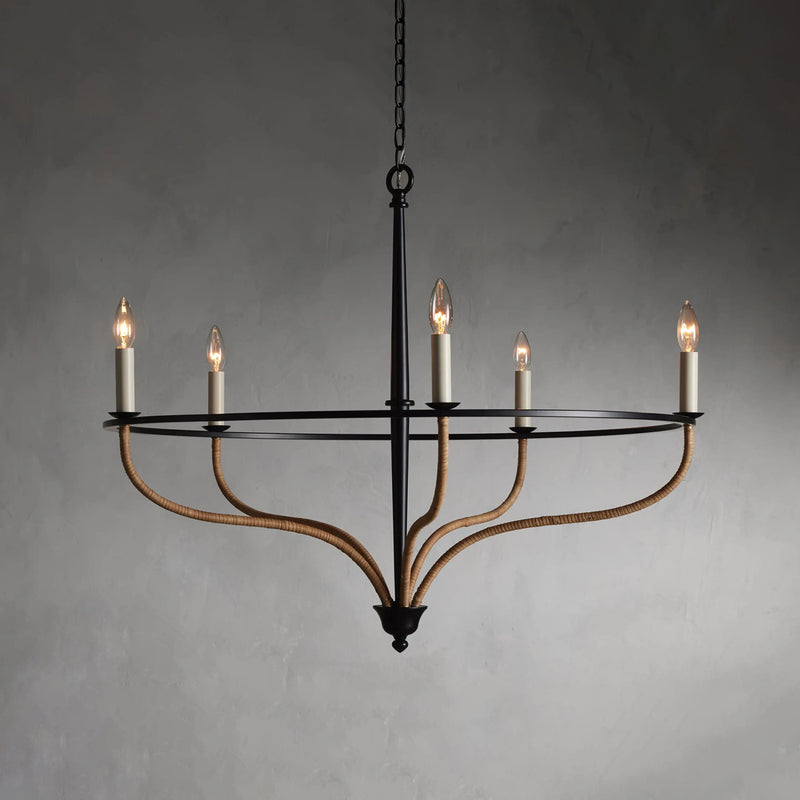 Rosalind Rattan Chandelier in Black