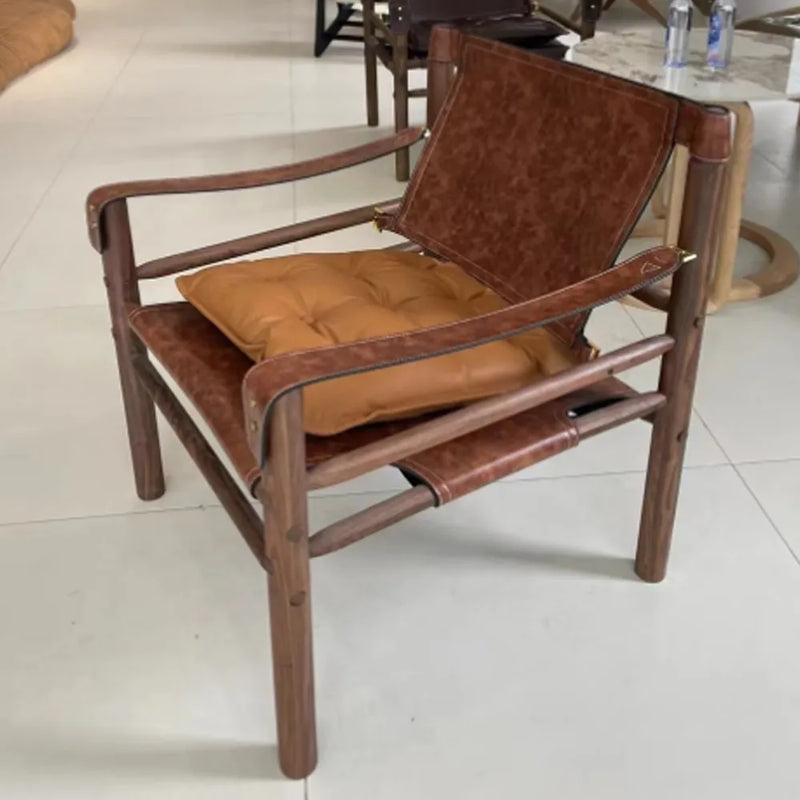 Wooden Outdoor Furniture - Brown Leather Chair & Sirocco Safari Chair for Elegant Outdoor Spaces