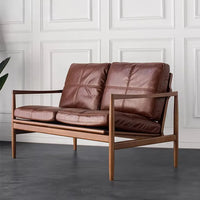 Walnut Faux Leather Sofa image 2