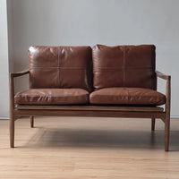 Walnut Faux Leather Sofa image 3