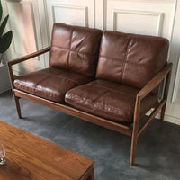 Walnut Faux Leather Sofa image 4