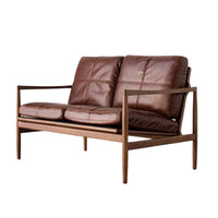 Walnut Faux Leather Sofa image 5