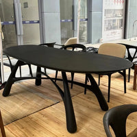 Black Oval Dining Table – Classic Solid Wood Table for Dining Rooms