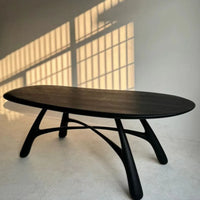 Black Oval Dining Table – Classic Solid Wood Table for Dining Rooms