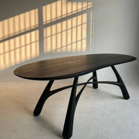 Black Oval Dining Table – Classic Solid Wood Table for Dining Rooms