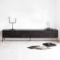 Black TV Stand with Storage - Accent Cabinet with Drawers for Living Room