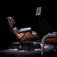Genuine Leather Lounge Chair with Black Ottoman Ultimate Comfort Swivel Recliner Chairs