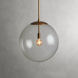Wescott XL Globe Pendant with Rod Brass Clear