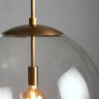 Wescott XL Globe Pendant with Rod Brass Clear