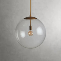 Wescott XL Globe Pendant with Rod Brass Clear