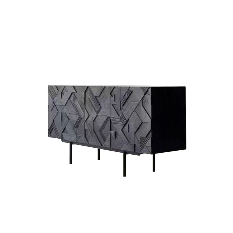 Solid Wood Sideboard – Modern Industrial Black Storage Cabinet