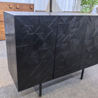 Solid Wood Sideboard – Modern Industrial Black Storage Cabinet