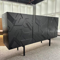 Solid Wood Sideboard – Modern Industrial Black Storage Cabinet