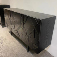 Solid Wood Sideboard – Modern Industrial Black Storage Cabinet