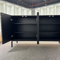 Solid Wood Sideboard – Modern Industrial Black Storage Cabinet