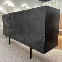 Solid Wood Sideboard – Modern Industrial Black Storage Cabinet