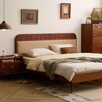 Wood Platform Bed with Headboard image 1